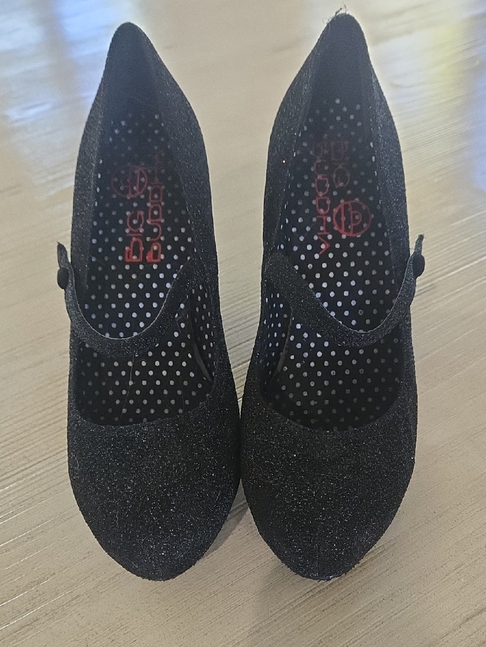 Big Buddha Black Glitter Mary Jane Heels